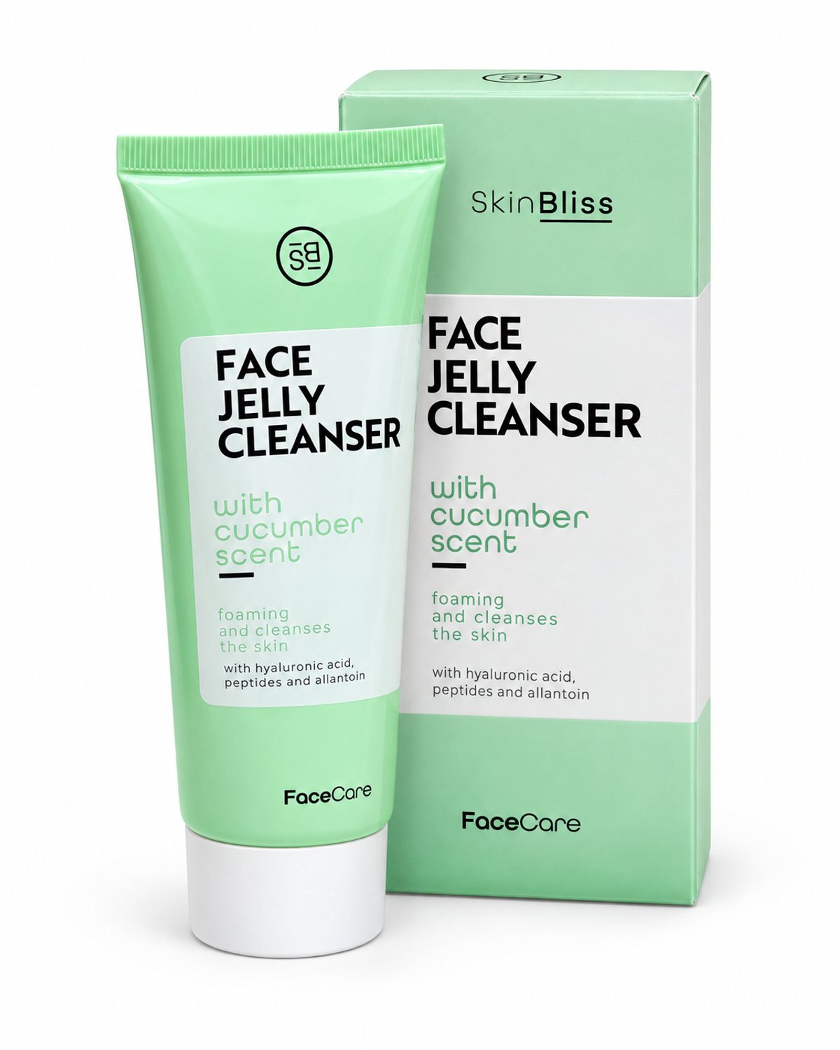 SkinBliss Face Jelly Cleanser – Gezichtsreiniger met Komkommergeur – Hyaluronzuur, Peptiden & Allantoïne – Vegan – 100 ml