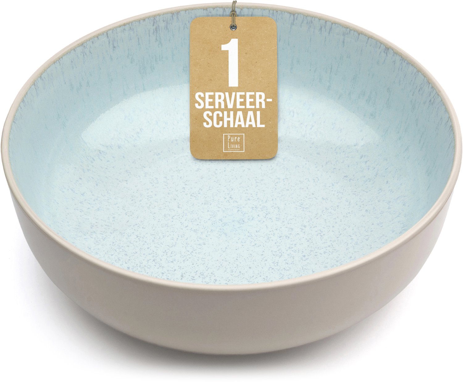 Pure Living Ibiza Light Serveerschaal - Ø 26,5 cm - Beigeblauw - Aardewerk - Vaatwasserbestendig