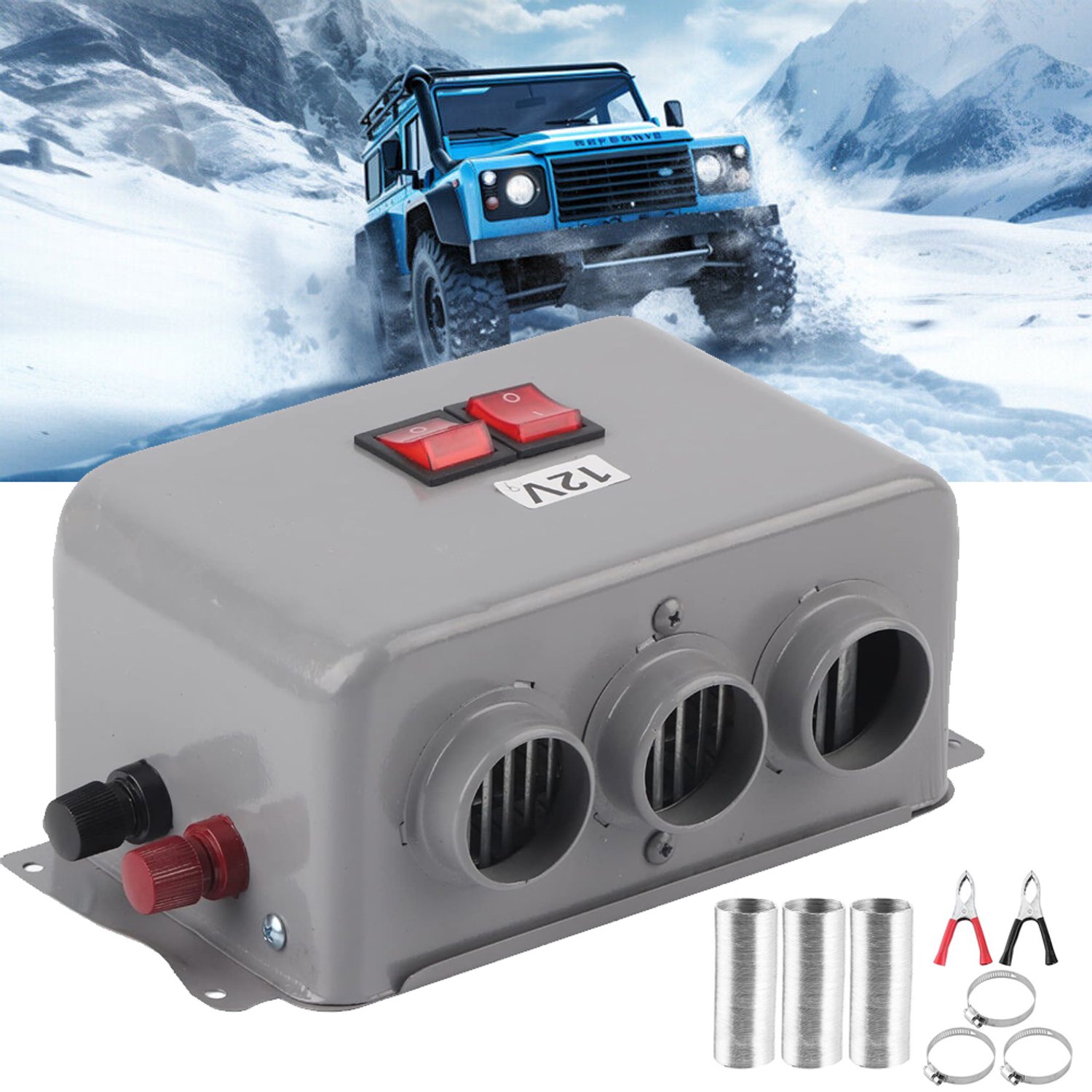 Draagbare Autoverwarming - Voorruitontdooier - Auto-Ontwasemer 12V 400W - Elektrische Ontwasemer Voor Voertuigen - 3 Gaten