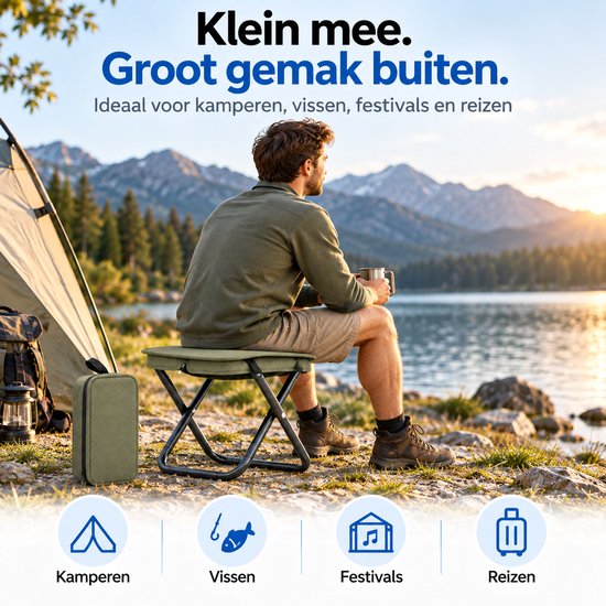 Heuts Goods - Mini Campingstoel - Vouwstoel - Campingstoel Opvouwbaar - Strandstoel - Kampeerstoel - Makkelijk Draagbaar - Inklapbaar - Lichtgewicht - Groen — afbeelding 5