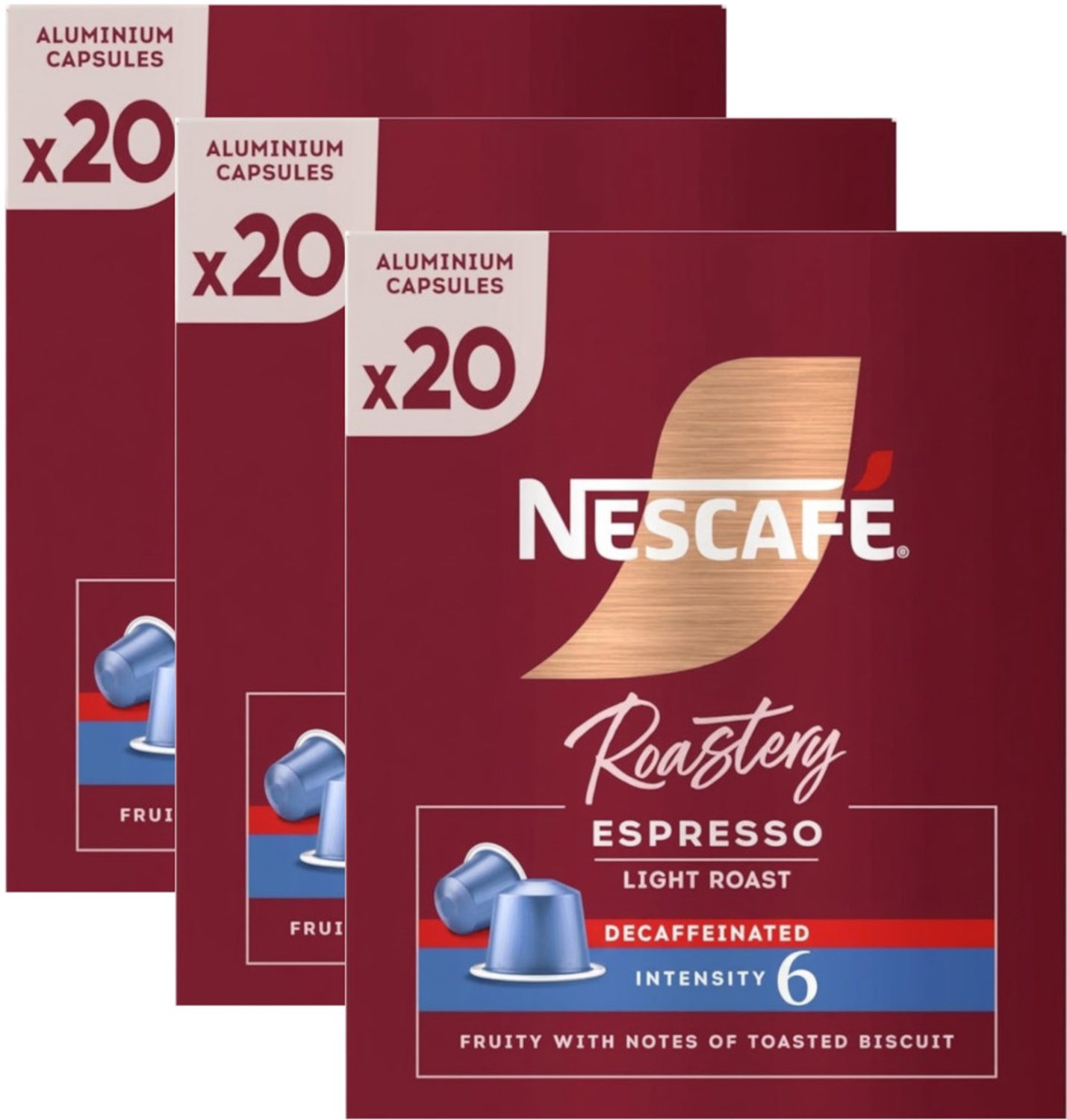 Nescafe Roastery Espresso Light Roast Decaffeinated - Multipack - 60 (3x20) Koffiecups Compatibel Met Nespresso Coffee Machine