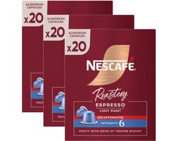 Nescafe Roastery Espresso Light Roast Decaffeinated - Multipack - 60 (3x20) Koffiecups Compatibel Met Nespresso Coffee Machine