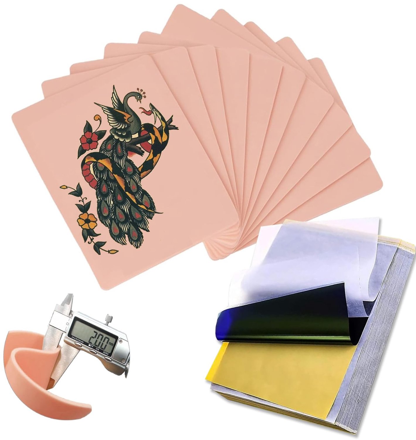Set van 10 Tattoo Oefenhuid en Transferpapier