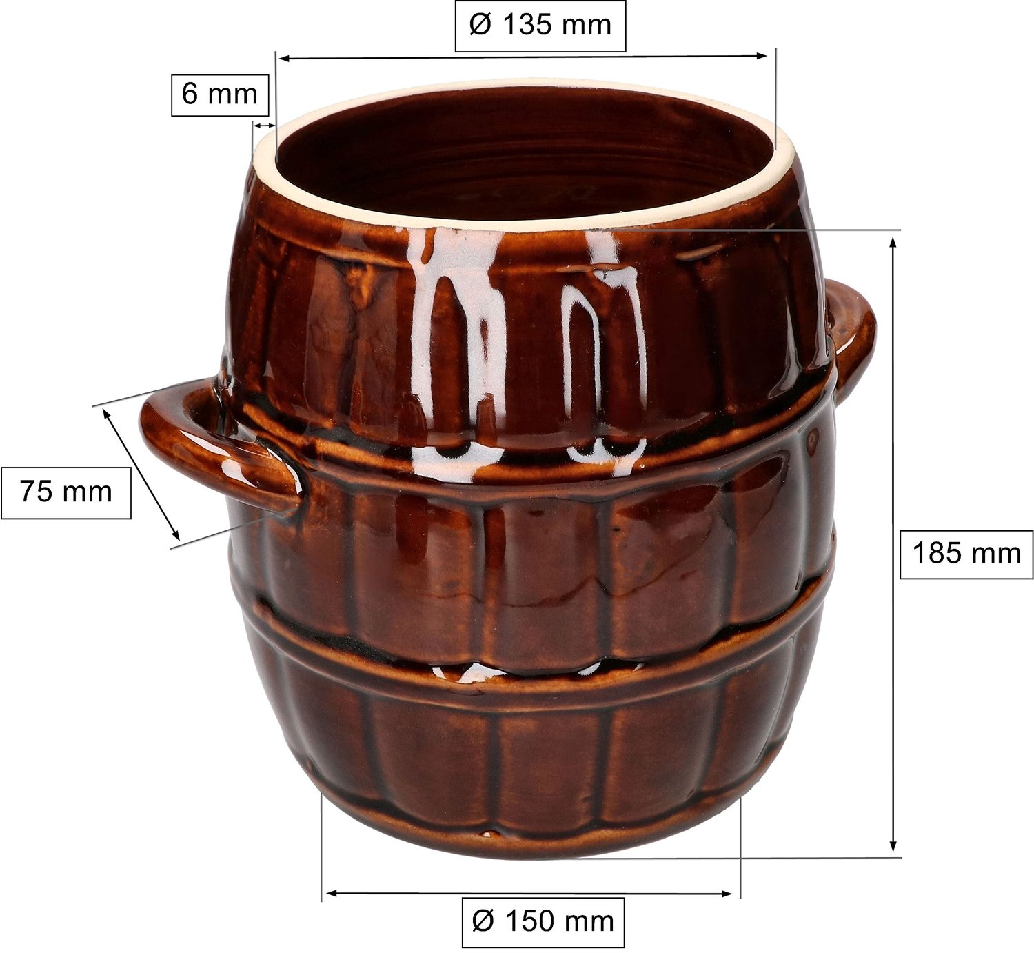 KOTARBAU® Fermentatiepot 3,2 L - Zuurkoolpot - Keramische Fermentatiepot Steengoed - Bruin
