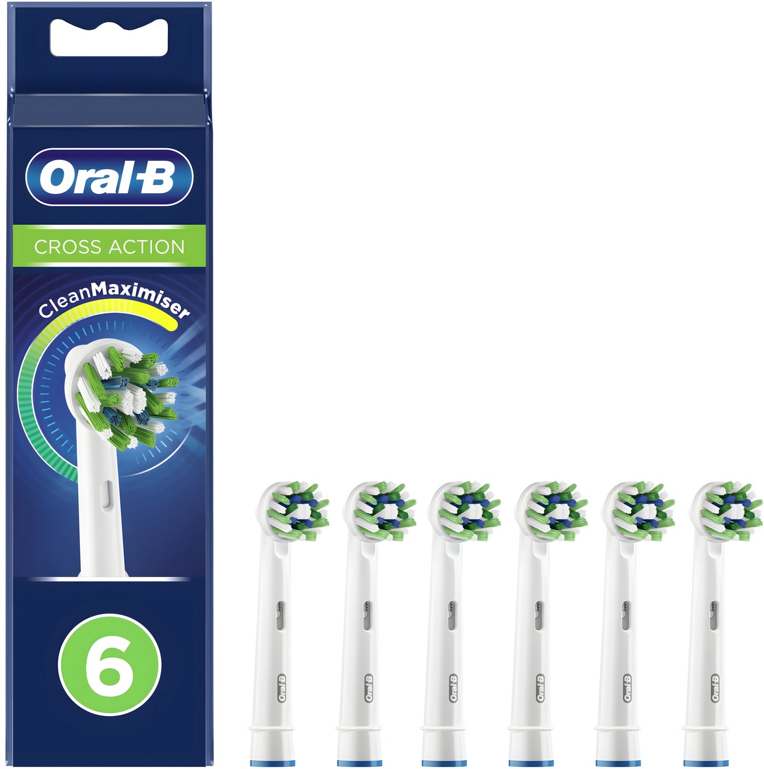 Oral-B Pro CrossAction Opzetborstels - 6 Stuks - Origineel - Voor Ronde Oral-B Borstels