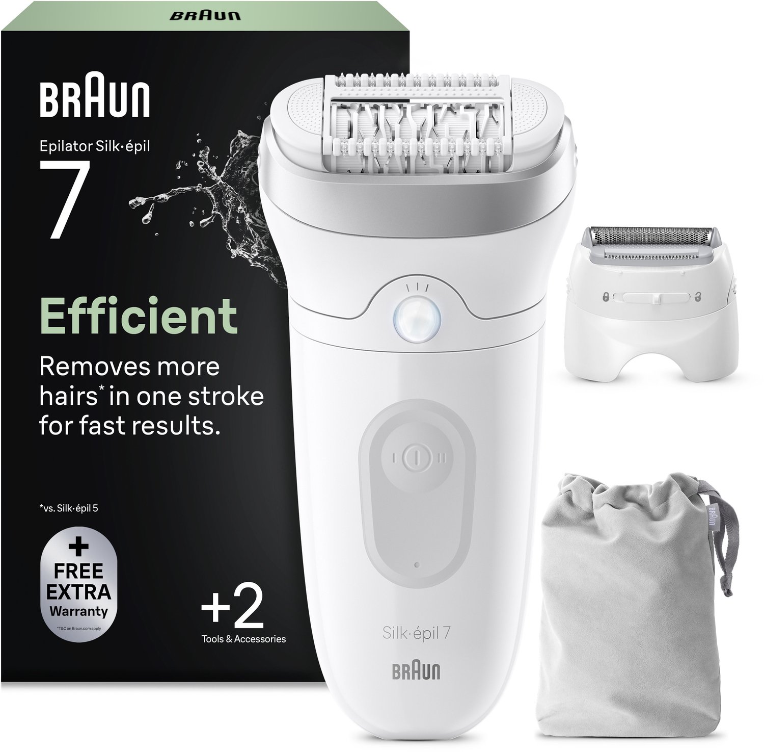 Braun Silk·épil 7 7-041 - Wet & Dry Epilator - Langdurig Gladde Huid - Brede Kop - Ladyshave Scheerkop en Trimmerkam