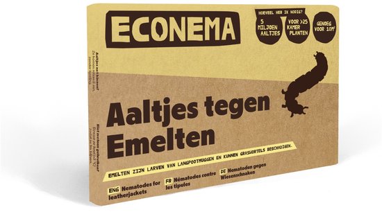 Econema verpakking met 5 miljoen aaltjes tegen emelten, geschikt voor 10m² gazon tegen schade door larven.