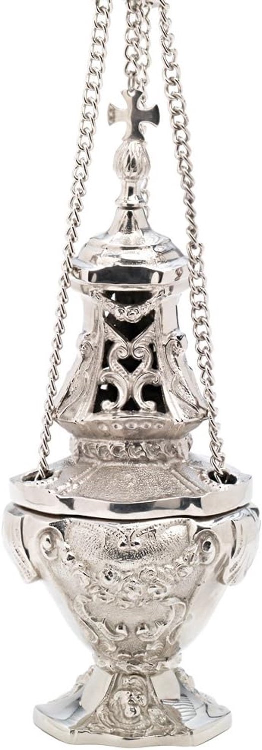 Merkloos Messing Rookvat met Ketting, 90cm - Zilverkleurig