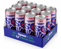SQWEEZ (SQWZ) frisdrank Red Fruits BIO, blikje van 25 cl, tray van 12 stuks