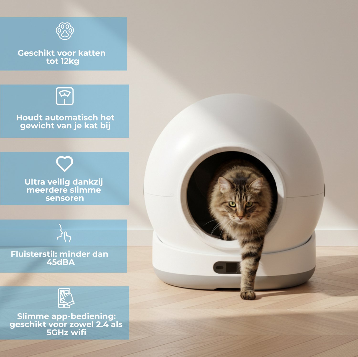 Innova® LitterBox Pro XXL Plus - Automatische Kattenbak - Zelfreinigende Kattenbak - Inclusief App - 82L - Met kattenbakmat en 10 rollen opvangzakjes thumbnail 6