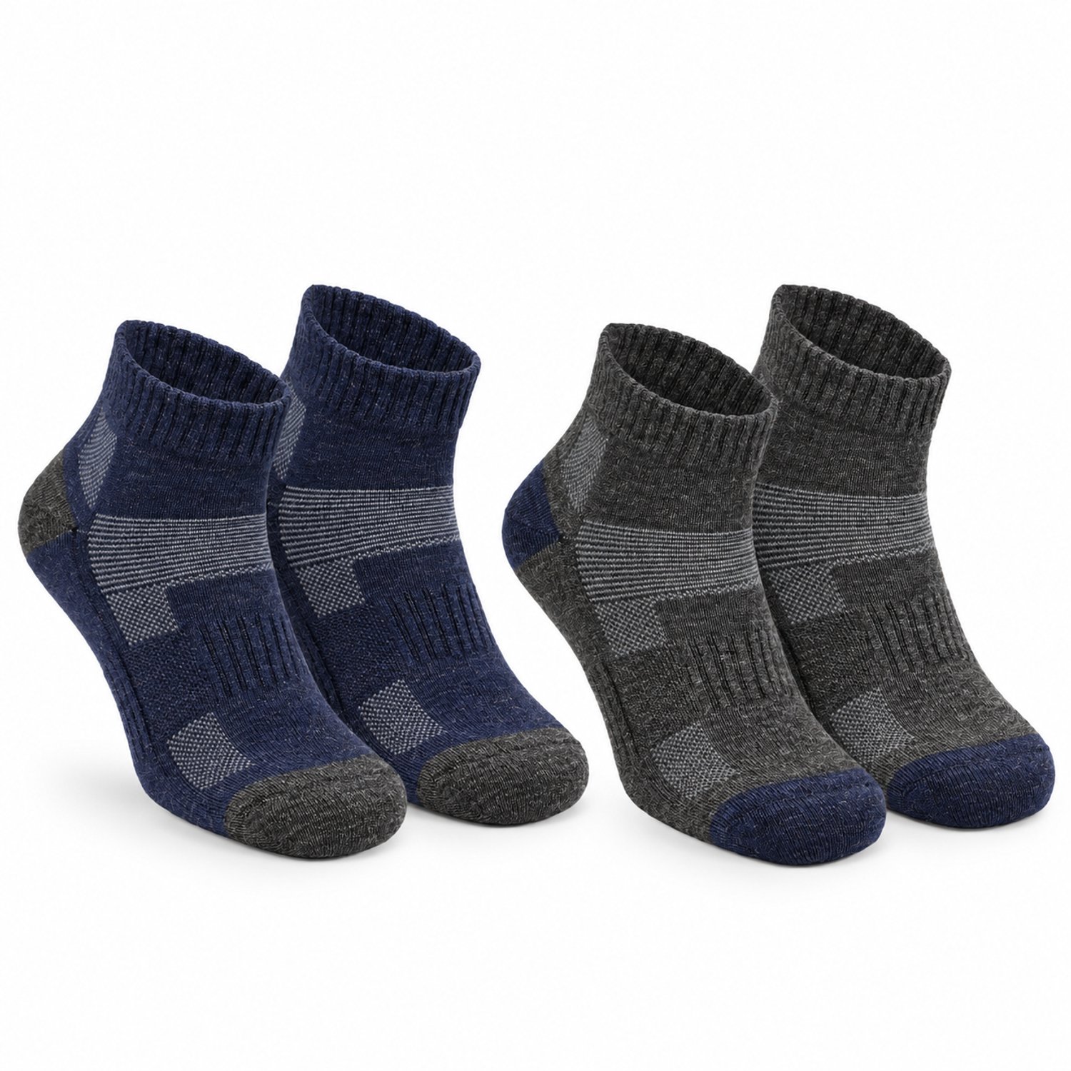 Norfolk - Dubbellaagse Anti-Blaren - Merino Wol Wandelsokken - 2 Paar - Maat 39-42 - Blauw/Grijs - Avery qtr