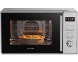 Inventum MN237CS Combimagnetron - 23L - 900W - Hetelucht- en grillfunctie - 10 kookprogramma's - 4 combistanden - Ontdooifunctie - Kinderslot - Zilver