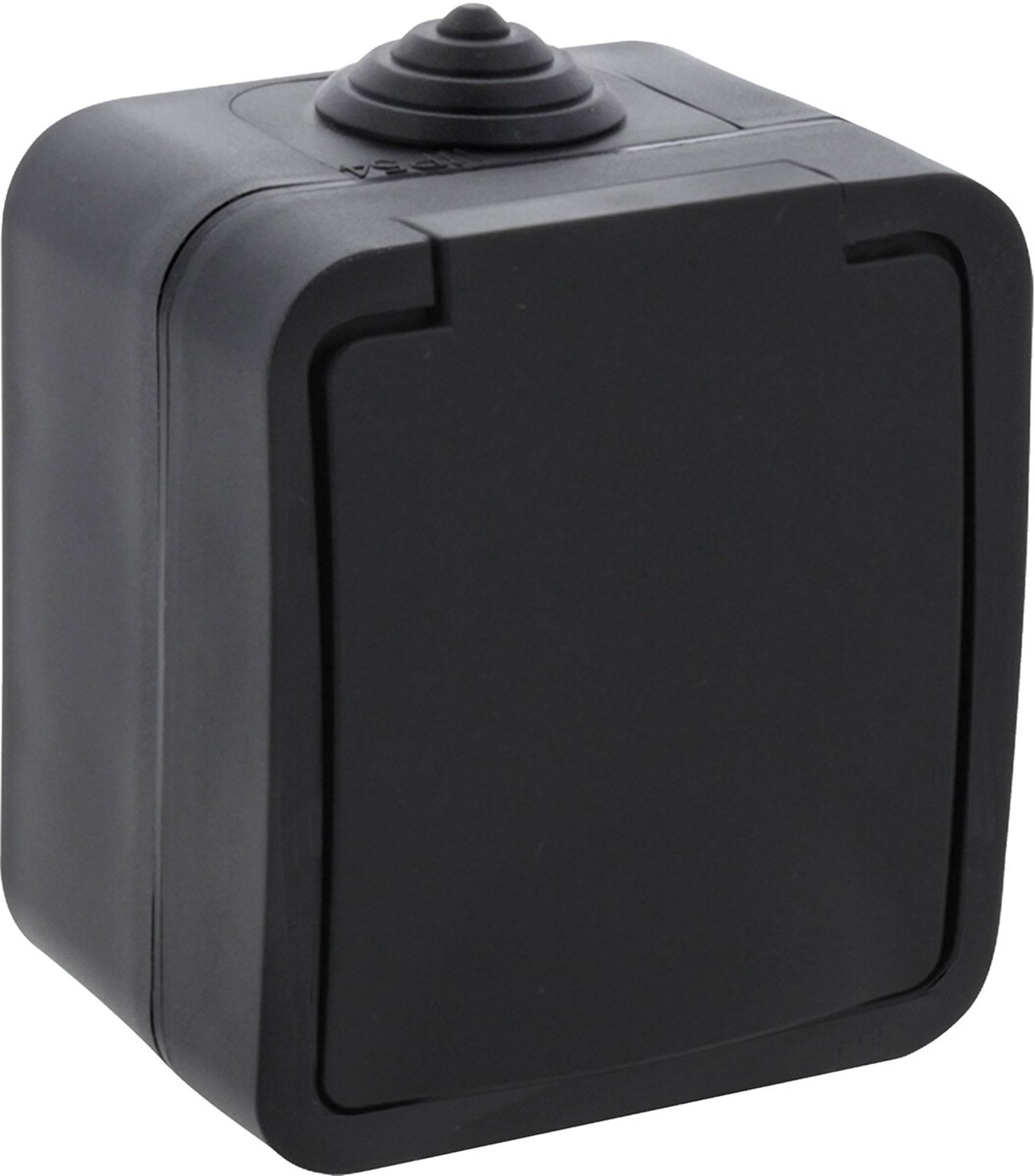Q-LINK - Wandcontactdoos - Buitenstopcontact - Opbouw - 1-voudig Stopcontact - Spatwaterdicht IP54 - Randaarde - Kinderbeveiliging - Mat Zwart