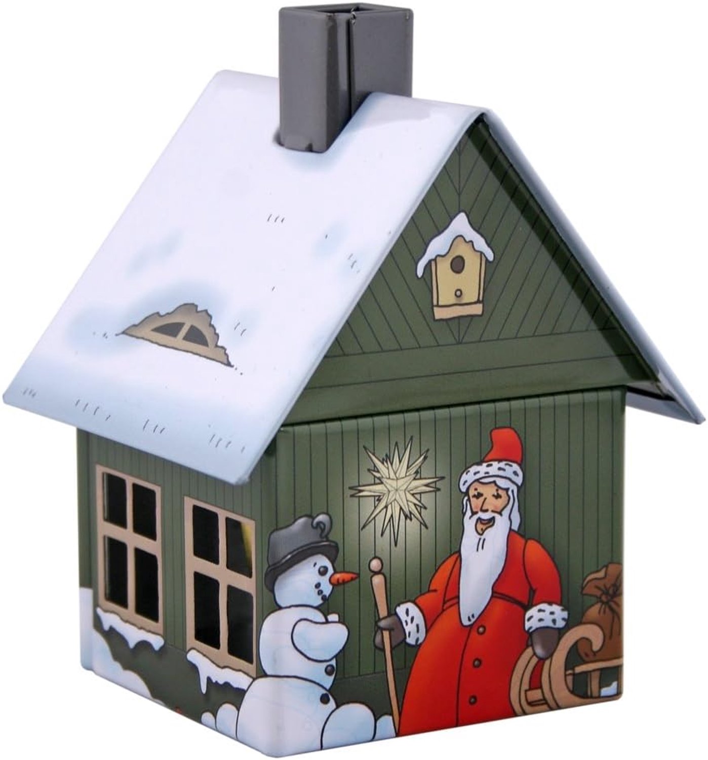 Metalen Rookhuisje Kerst - Merkloos, 7.2x7.8x9.8cm