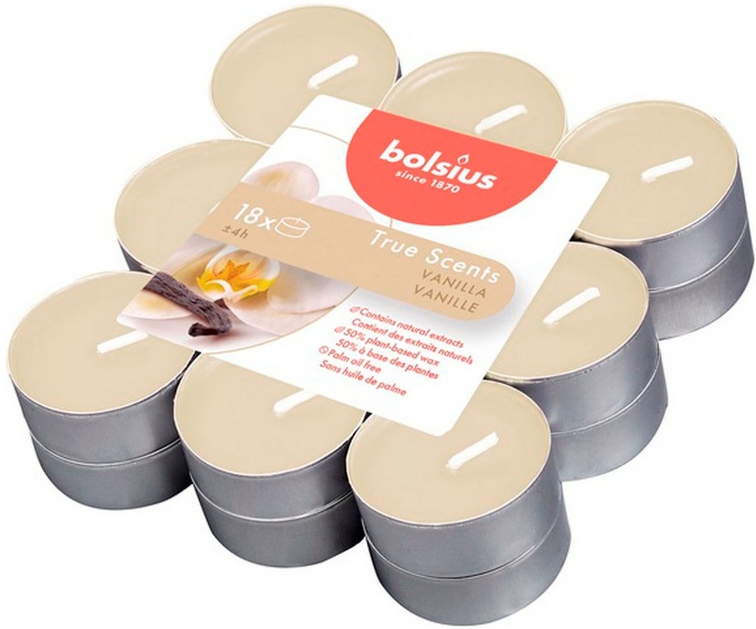 Bol.com 144 stuks Bolsius vanille - vanilla geurtheelichtjes (4 uur) True Scents aanbieding