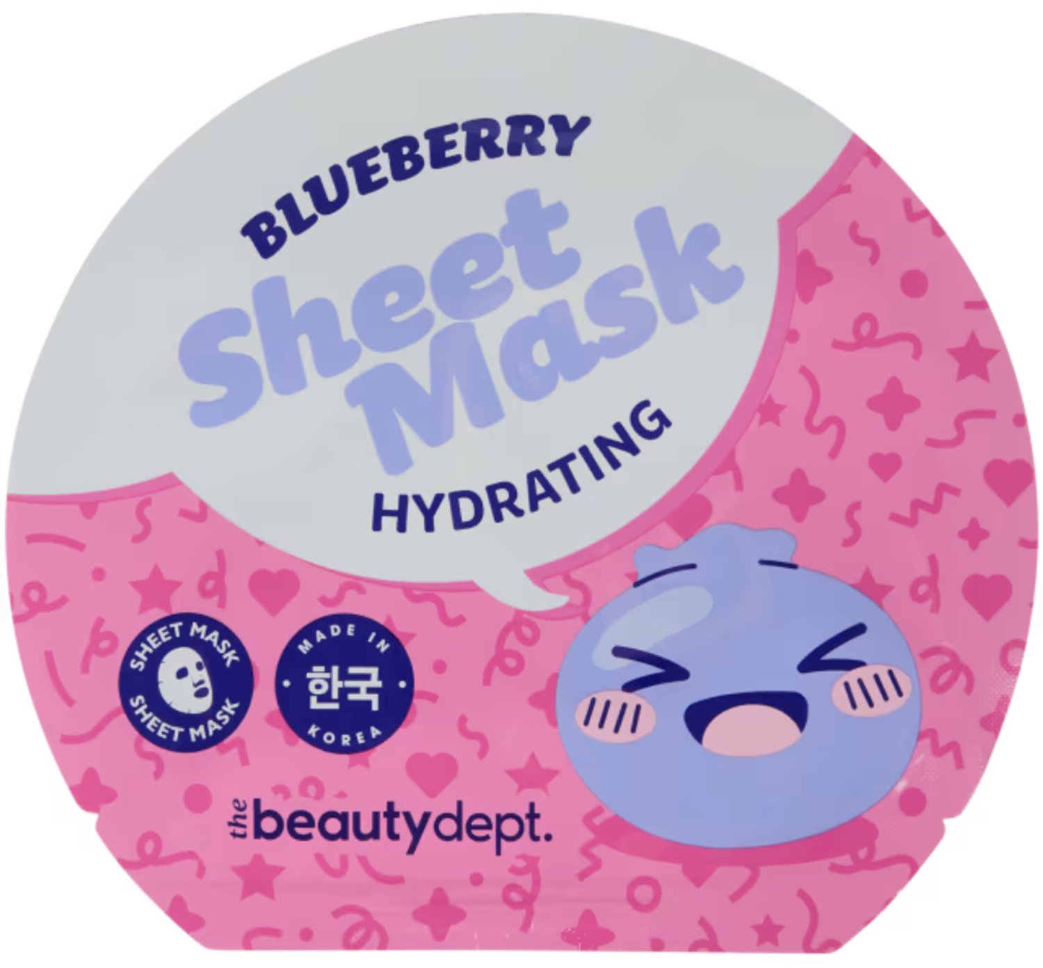 The Beauty Dept. Koreaans gezichtsmasker - Kant-en-klaar sheetmasker dat je als een doekje over je gezicht legt - Blueberry
