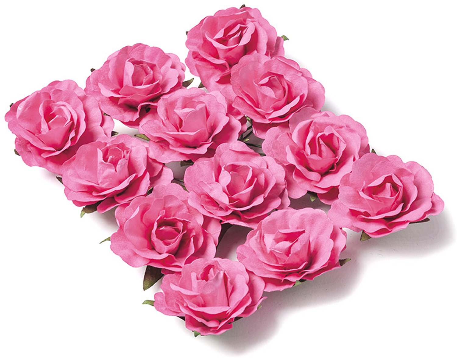 ARTYFETES - 12 fuchsia papieren rozen om te prikken