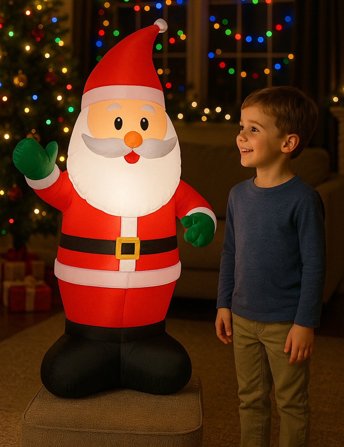 PTIT CLOWN - Opblaasbare kerstman met verlichting 120 cm