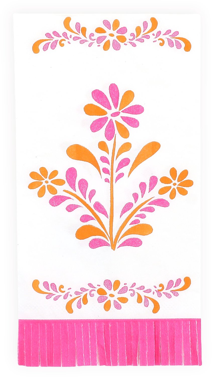 ARTYFETES - 16 Papieren servetten met franjes Pink Limonade 20 x 40 cm