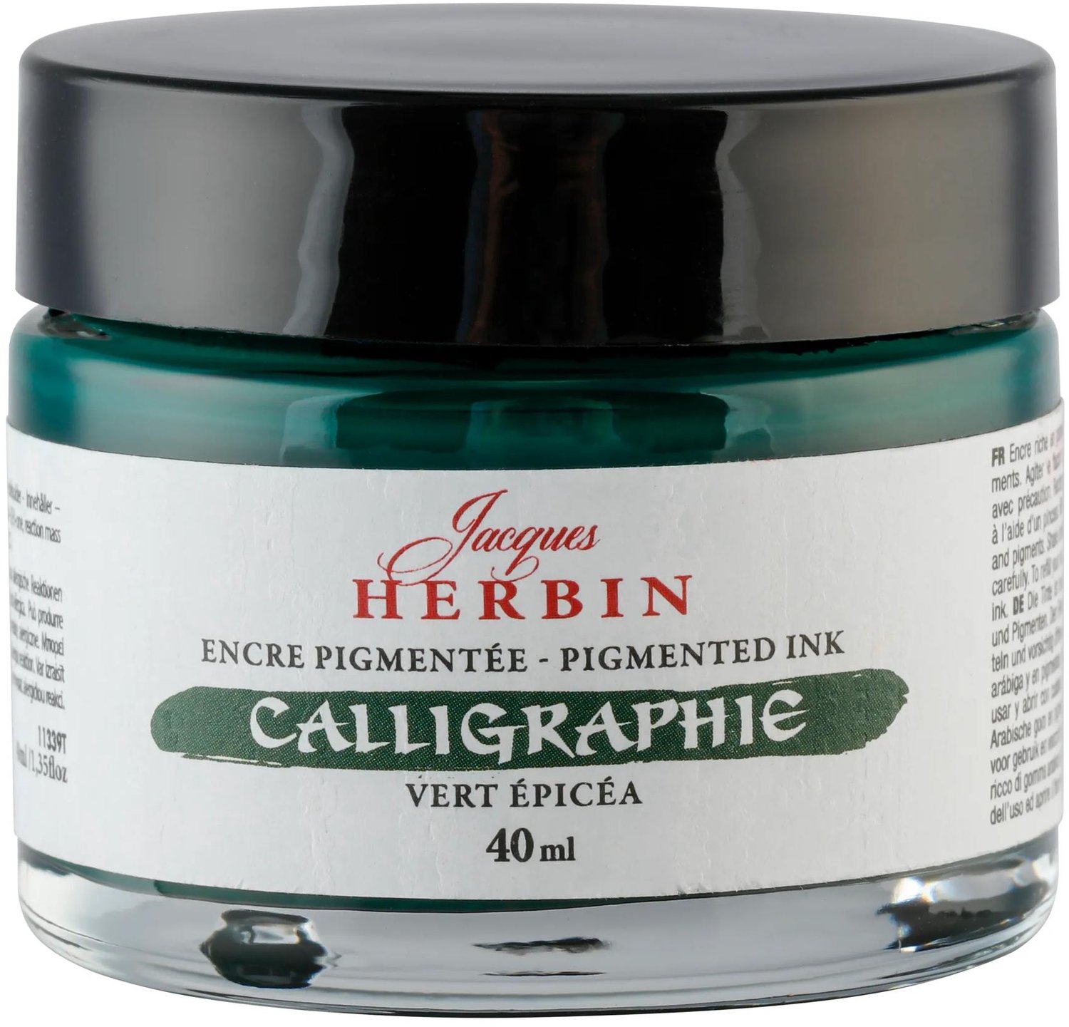 Jacques Herbin Kalligrafie Inkt – Gepigmenteerde Inkt voor Dip Pen en Kroontjespen – Dennengroen – 40 ml