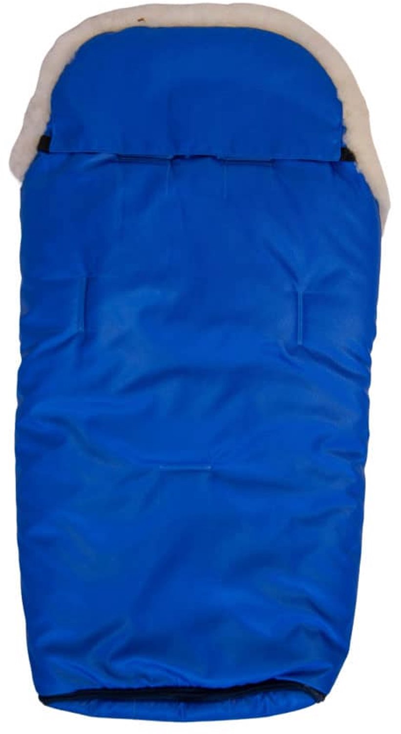 Skéépe – Voetenzak kinderwagen van Texelse schapenvacht – blauw – lamswol – buggy – medicinaal gelooid — afbeelding 3