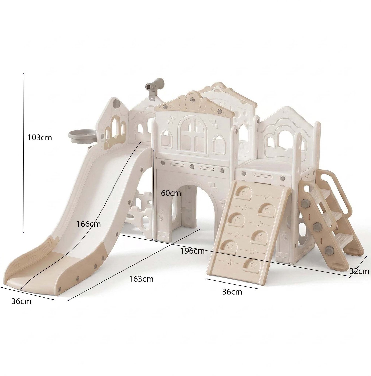 Russle Speeltoestel Toren Romance XL met Glijbaan en Klimwand - Beige