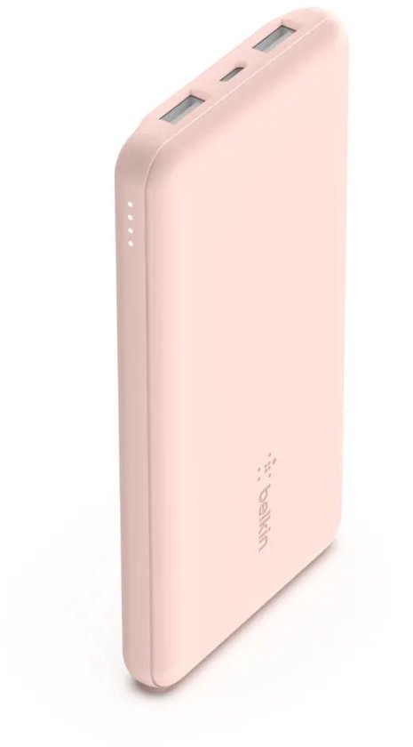 Belkin Boost-Up Charge 10.000 mAh Powerbank - USB-A naar USB-C-Kabel - 3-Poorts - Geschikt voor iPhone – 15W - Roségoud
