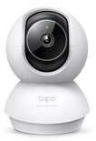 Rechtopstaande witte Tapo 3K 5MP beveiligingscamera met zwarte lens, groen indicatielampje en merklogo.