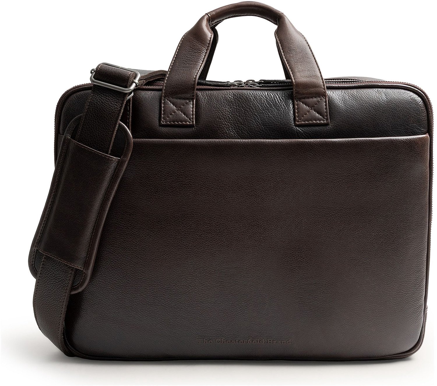 The Chesterfield Brand schoudertas aktetas met laptopvak Venturo Businessbag Brown donkerbruin