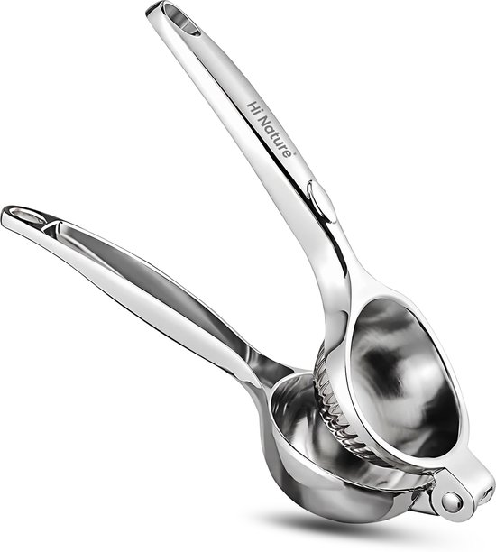 HI NATURE™ Robuuste Kwaliteit Citroenpers | Limoenpers - Handmatige Citroenpers - Lemon squeezer - Citrusknijper - Fruitpers - Sinaasappelpers | Zilver
