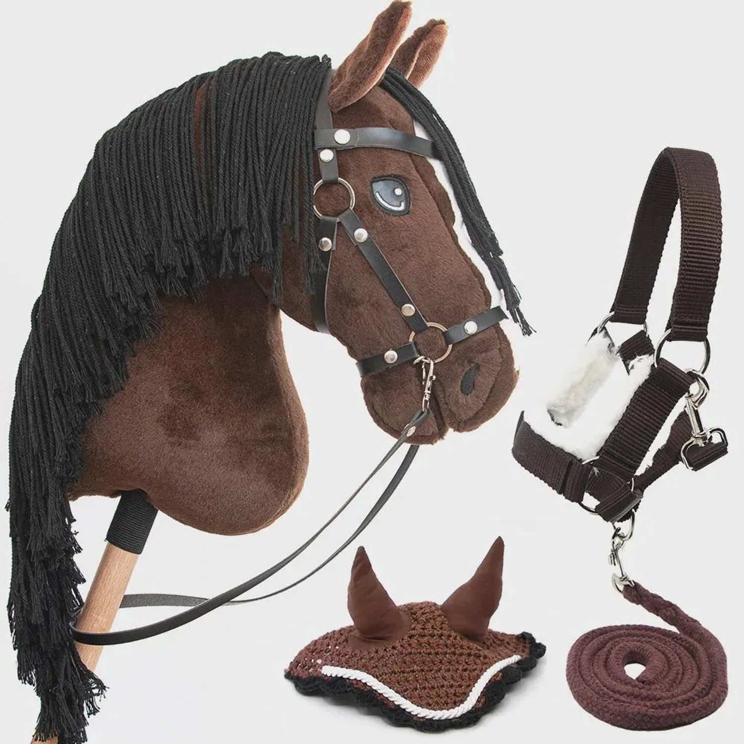 Hobby Horse Land Hobbyhorse Jump Star Bruin Paard - Maat A3 (L) - Met Hoofdstel, Halster en Vliegenkap - Stokpaard voor Kinderen vanaf 6 Jaar