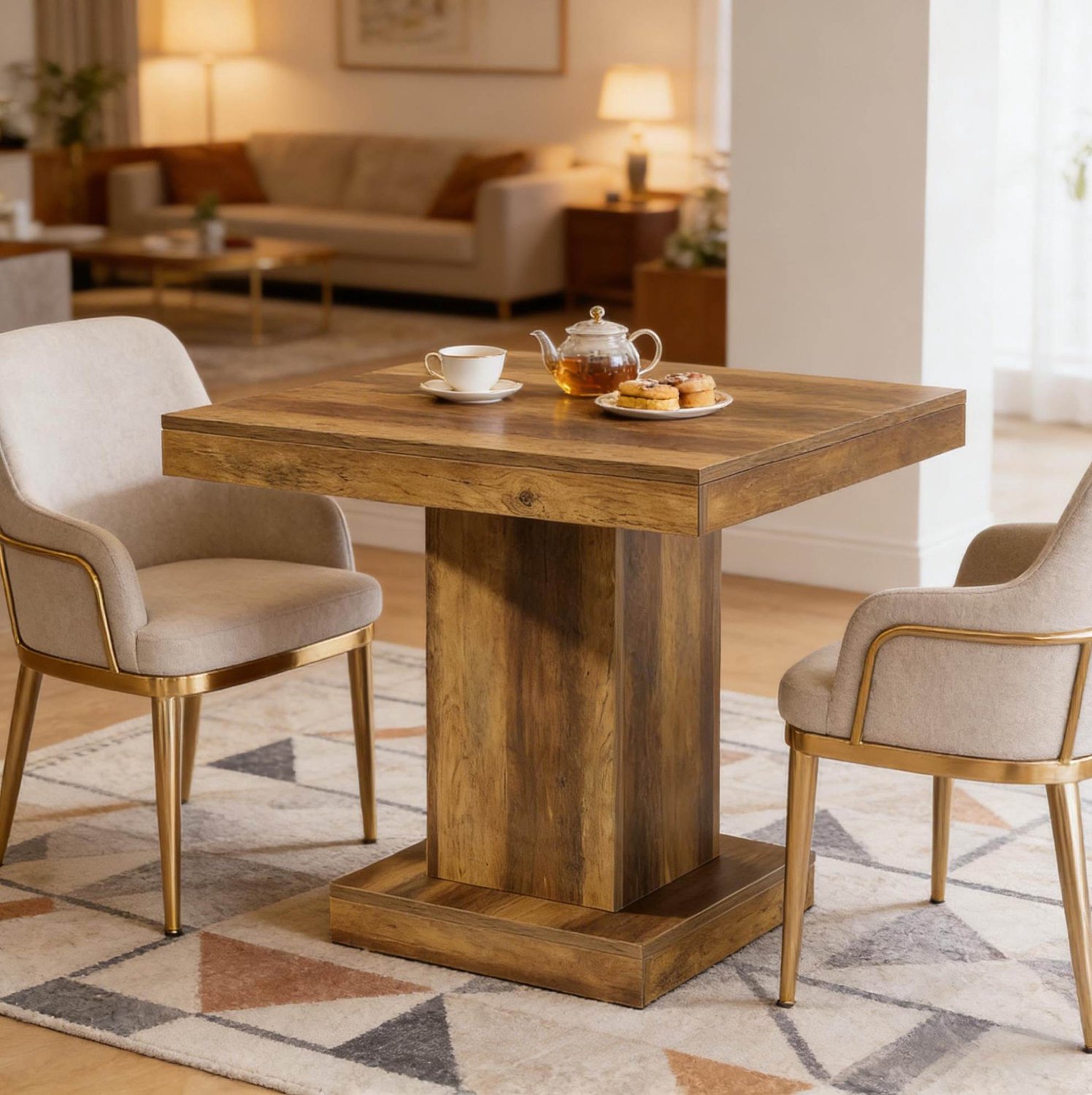 CHICFURN Eettafel 80 cm - 1-4 personen - Ruimtebesparend - Vierkant - Bruin