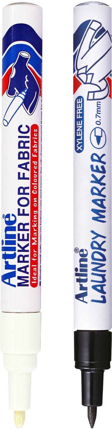 Artline Textielmarkers - Set van 2 markers - Laundry Marker & Fabric Marker - Voor textiel en kleding- Textielstiften - Zwart en Wit