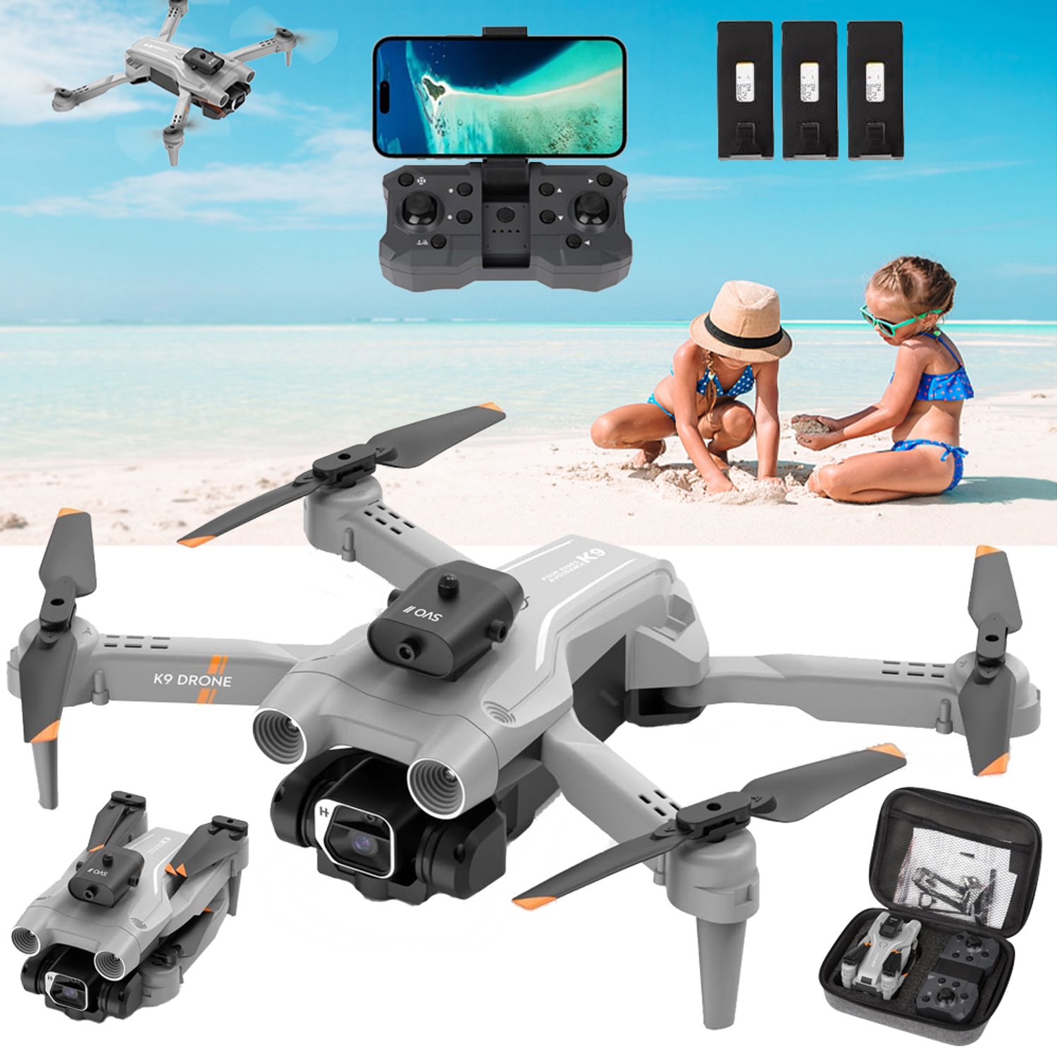 4K-Cameradrone - RC-Quadcopter - Drone Met HD-Camera - Opvouwbare Minidrone - Met Opbergtas En 3 Accu's