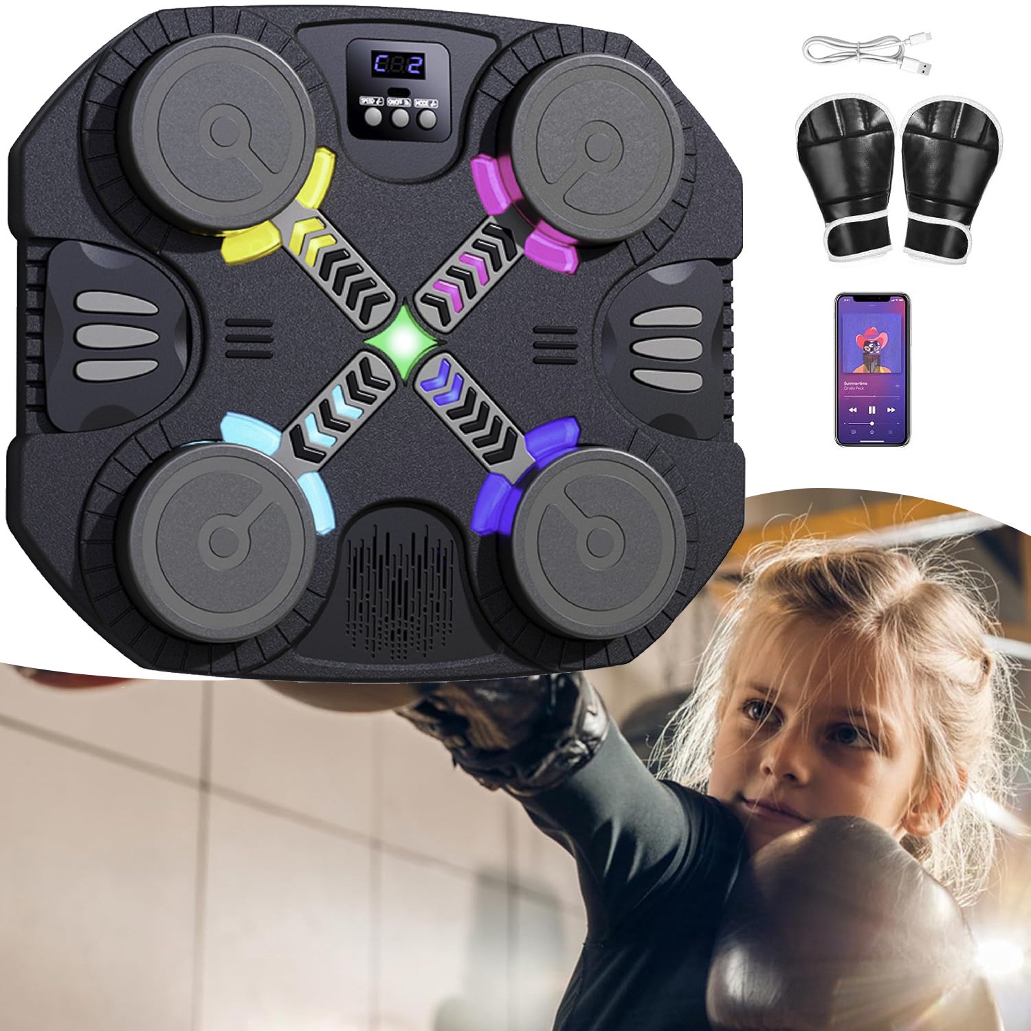 Muziek-Boksmachine - Bluetooth-Boksblok Voor Wandmontage - Elektronische Boksautomaat Voor Kinderen En Volwassenen