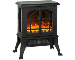 ECTEATOY® Elektrische Vrijstaande Kachel - Sfeerhaard met 3D Vlameffect - 900/1800W - 3-Zijdig…