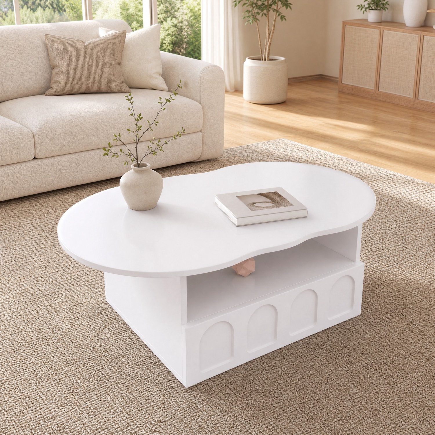 CHICFURN Salontafel - Met opbergruimte - Lade en open vak - Wit