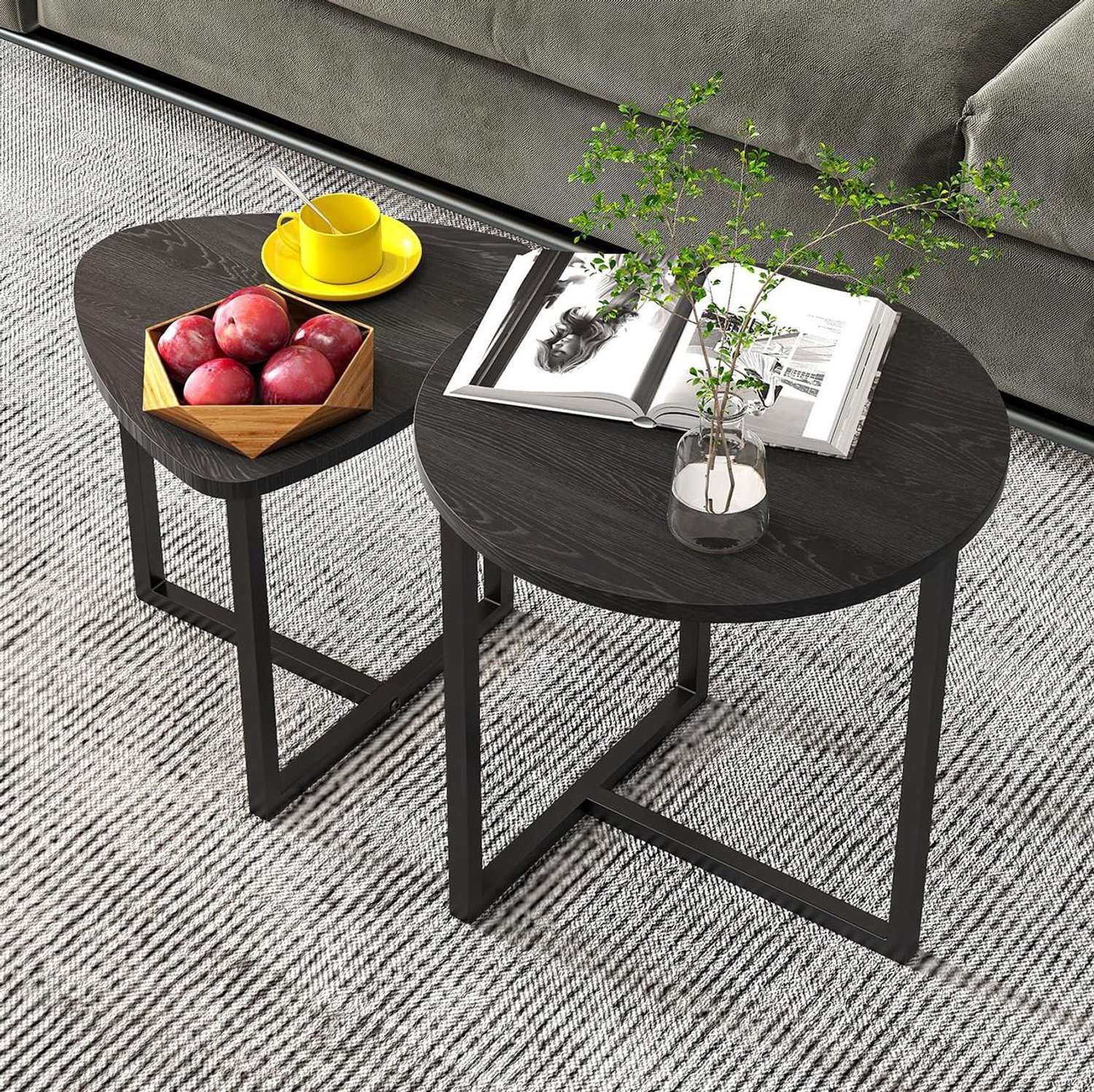 CHICFURN Salontafel - Nestbaar - Set van 2 - Zwart