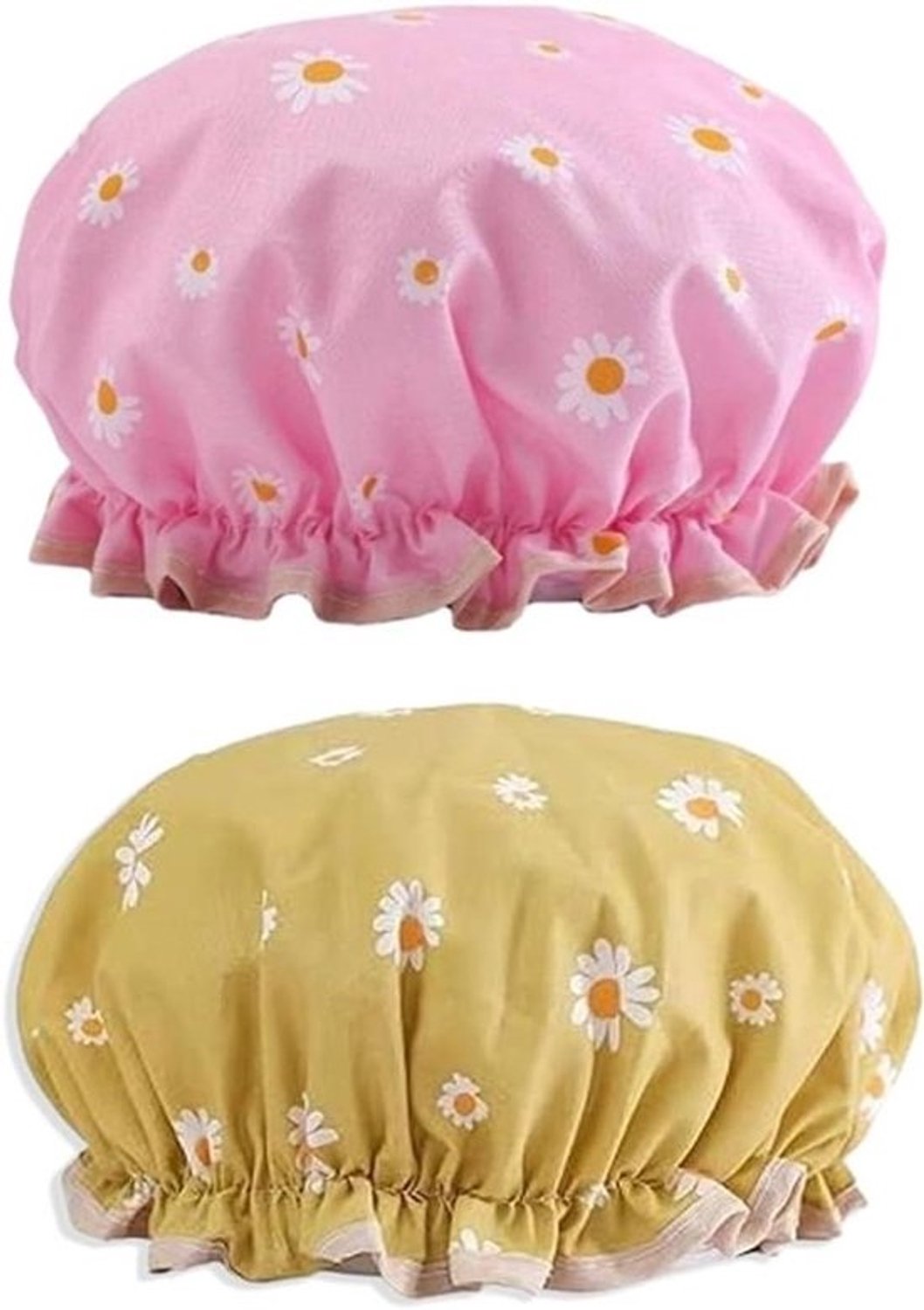 Douchemutsenset - Waterdichte haarmutsen - Haarbescherming - Dubbele laag - 2 stuks - Ginger, geel, roze