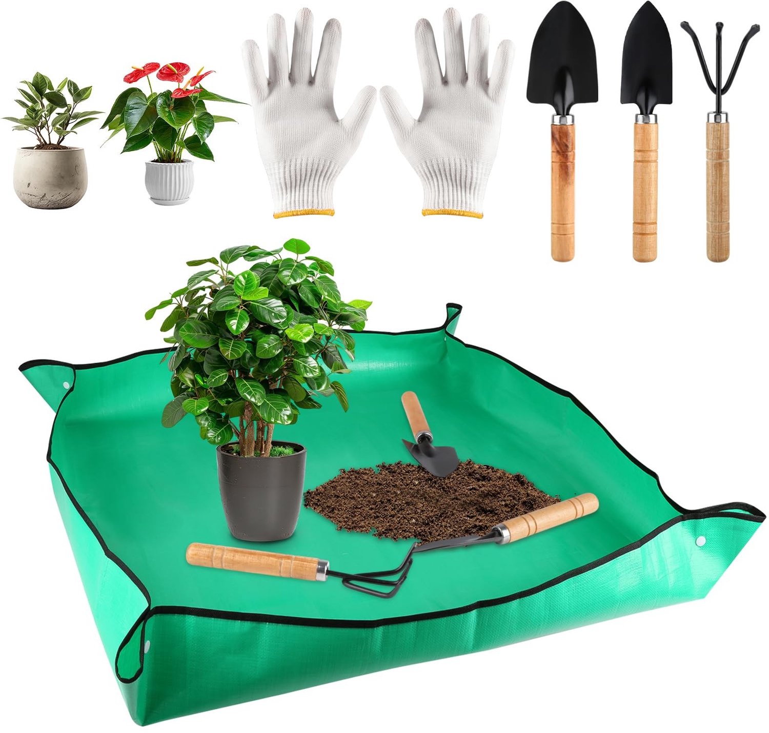 Waterdichte Plantmat 100 x 100 cm met Tuingereedschap