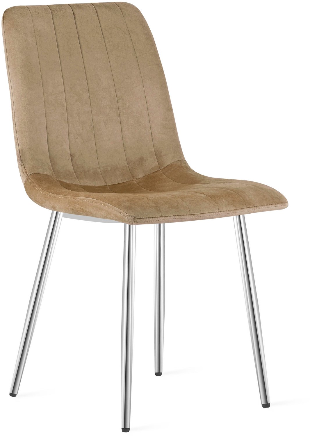 LEOBERT LAVA Eetkamerstoel – Bruin Velvet – Chromen Metalen Poten – Comfortabele Zitting – Modern en Elegant Design – Voor Woonkamer, Keuken, Eetkamer en Slaapkamer – Max. 110 kg