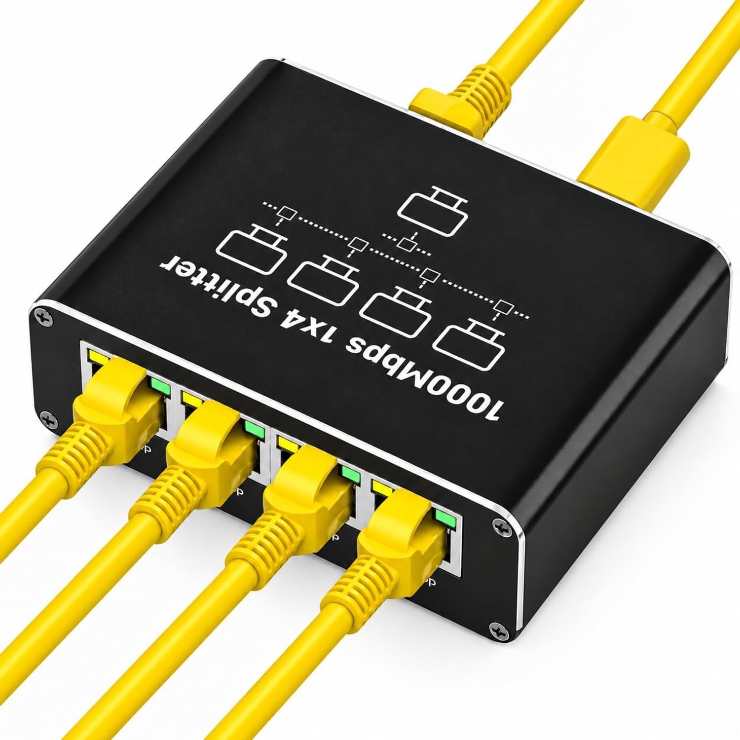 Ethernet-switch 1 naar 4 poorten - 1000 Mbps - RJ45 hub - deel je netwerk met meerdere apparaten - Homevero