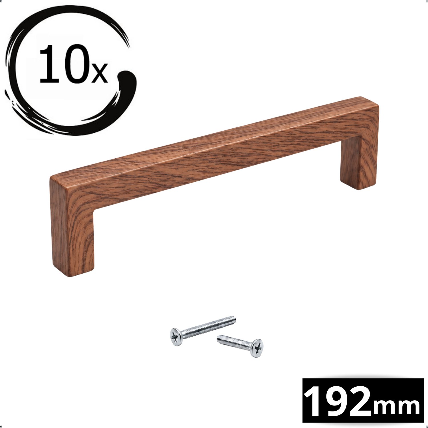 10X Handgreep kast Cedar 192mm boormaat walnoot houtlook - Handgrepen kast hout - Handgrepen keukenkastjes