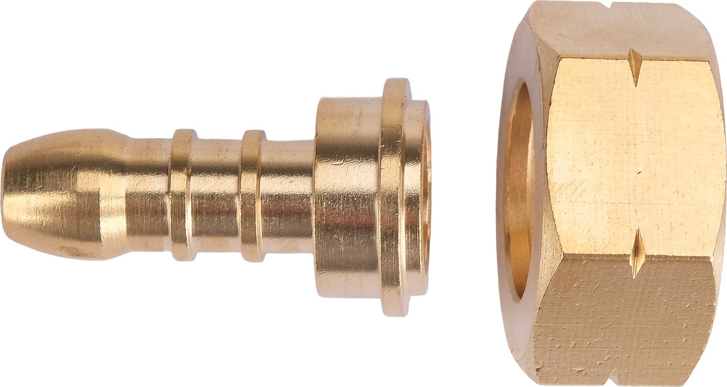 YATO YT-36803 Messing Gasfles Adapter / Slangpilaar - 21,8 mm Linkse Binnendraad naar 9-10 mm Gasslang - Voor 11 kg Propaan- Butaangasflessen