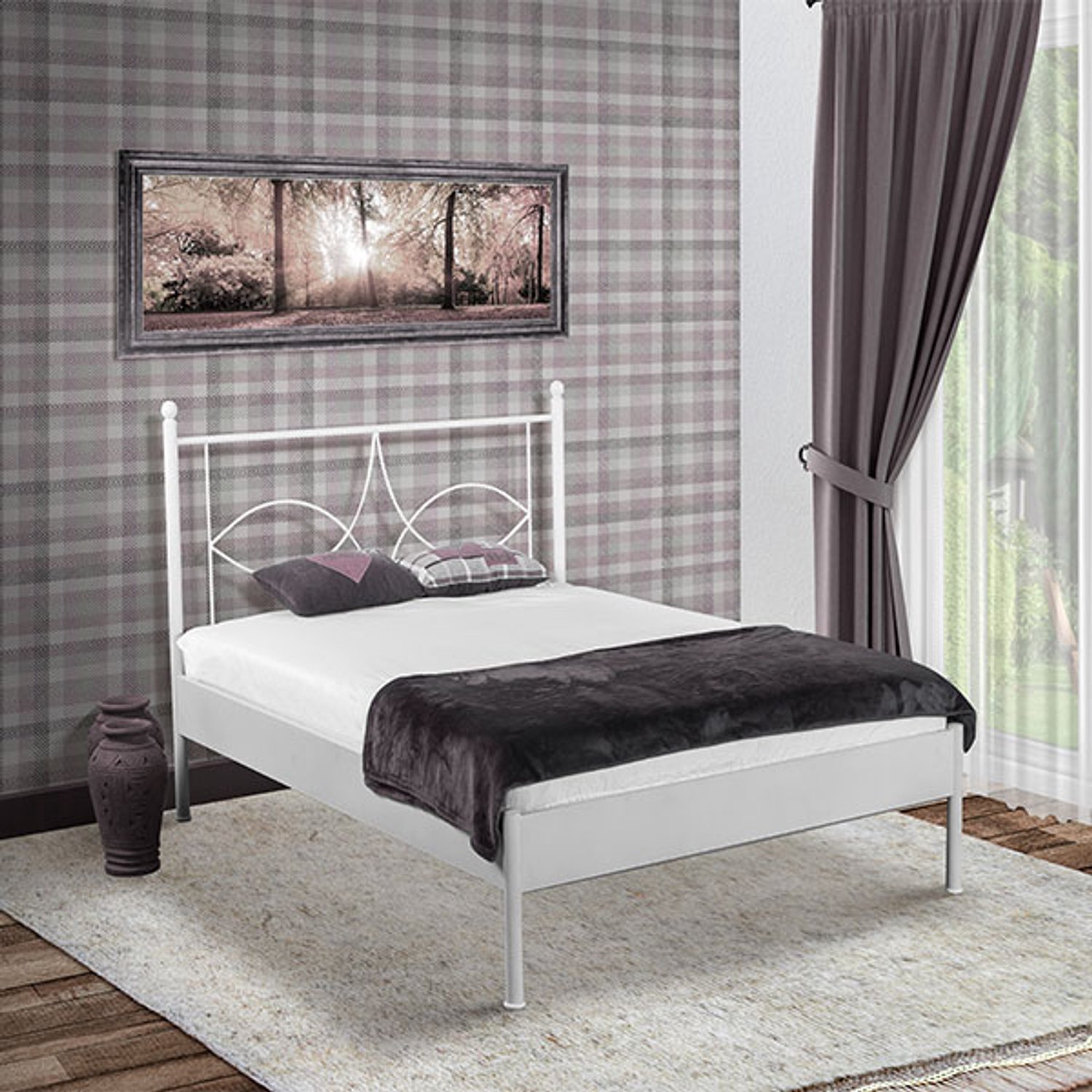 Bed Box Wonen Metalen bed Sun zilver 90x200