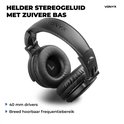 Zwarte koptelefoon met tekst: Helder stereogeluid met zuivere bas, 40mm drivers en breed frequentiebereik.