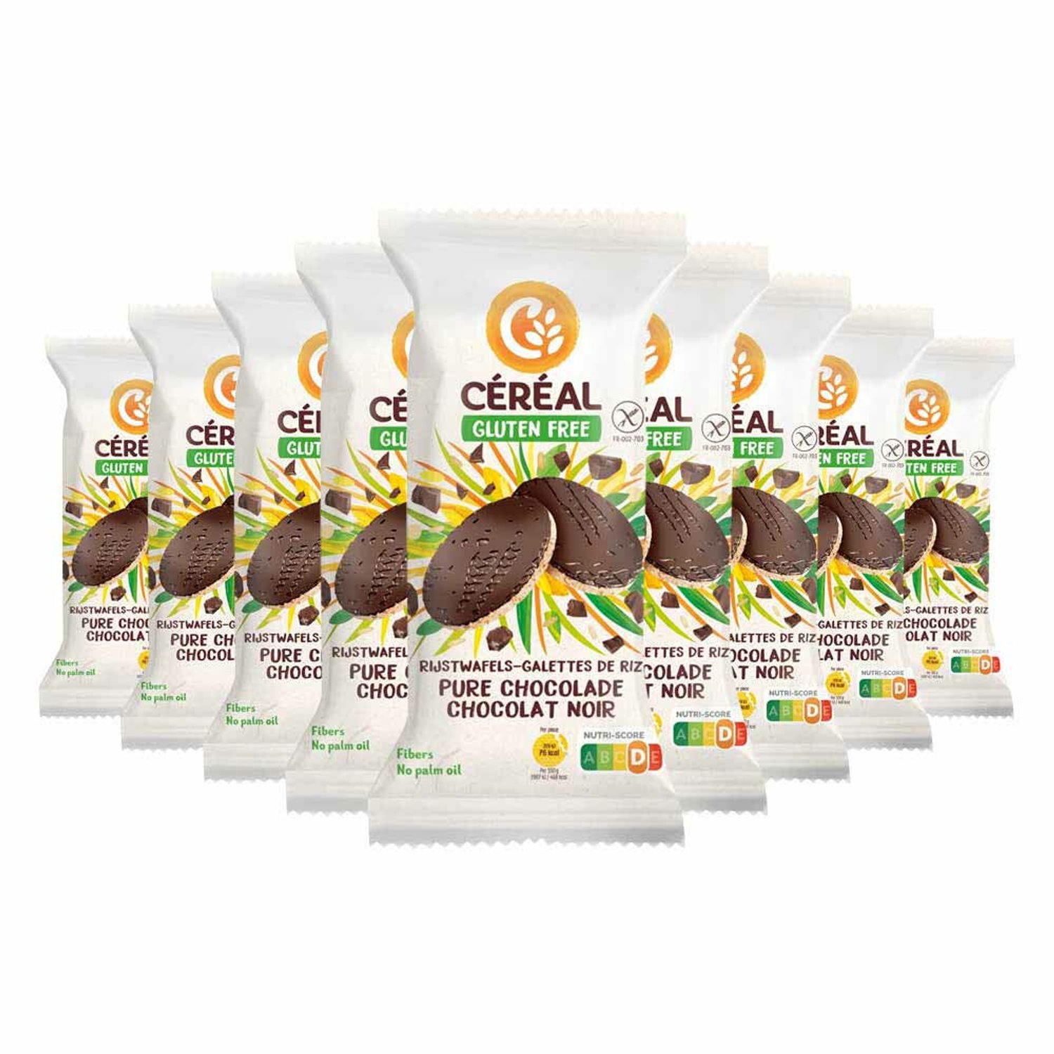 Céréal - Rijstwafel Pure Chocolade Glutenvrij en Lactosevrij - 8 x 130 gr - Voordeelverpakking