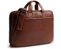 The Chesterfield Brand schoudertas aktetas met laptopvak Venturo Businessbag Cognac bruine