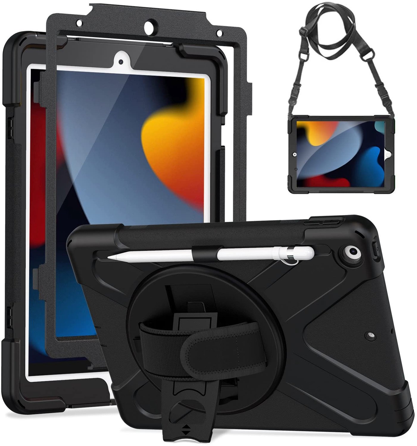 Beschermhoes voor iPad 10.2 Inch met Schermbeschermer en Schouderband