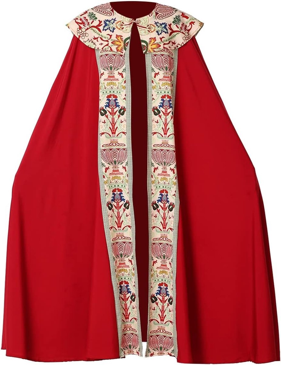Priester Kostuum met Klerus Cape en Kroonprint - Perfect voor Theatrale Optredens en Feestjes